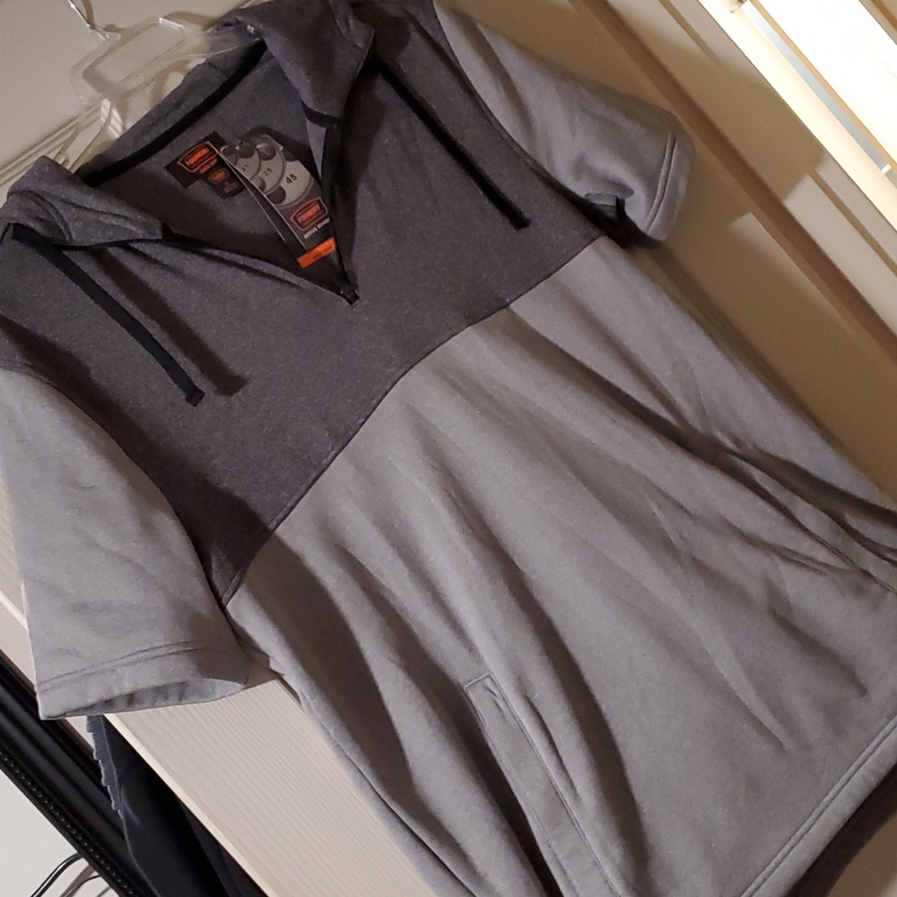 Foundry quick- dri large tall short sleeve hoodie gray